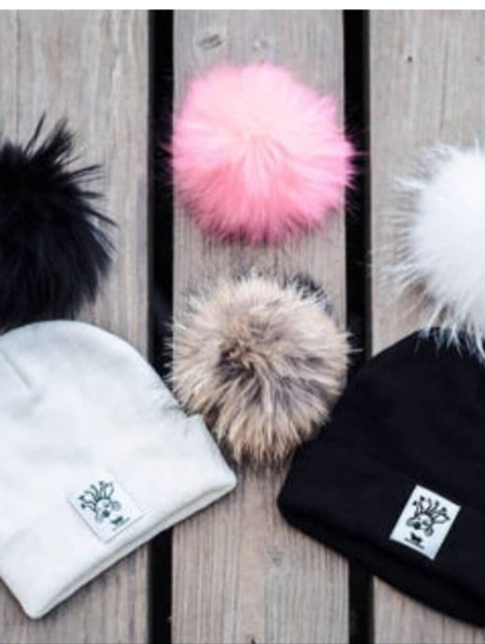 Cozy & Cute Pom Pom Beanie Hat - Black and White - Picture 2 of 4